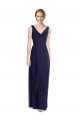 Soft Chiffon V-Back Long Cowl Neck Dark Navy A-Line Bridesmaid Dress Stockport