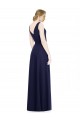 Soft Chiffon V-Back Long Cowl Neck Dark Navy A-Line Bridesmaid Dress Stockport