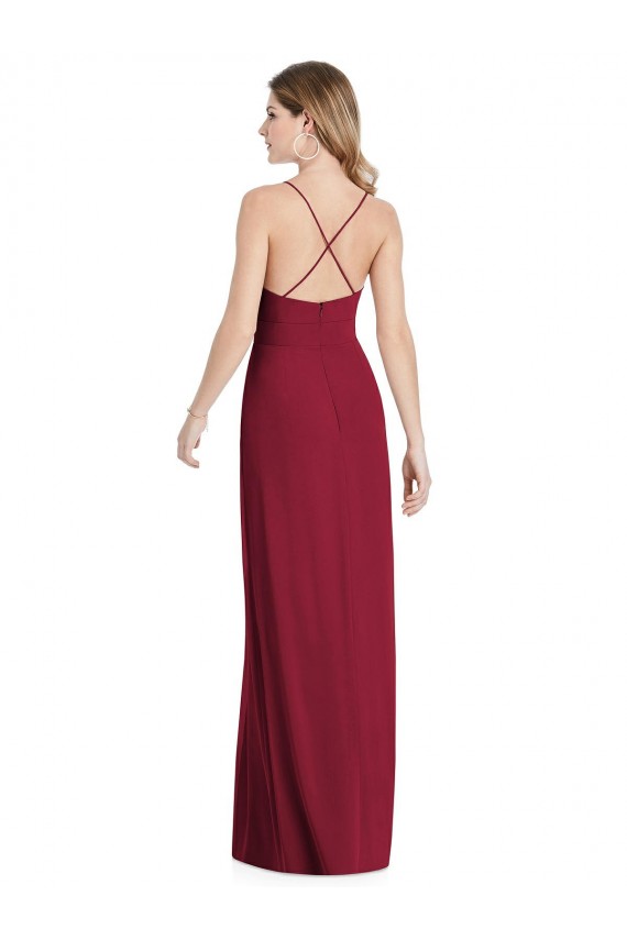 Soft Chiffon Open Back Long Spaghetti Straps A-Line Semi Formal Evening Dress / Bridesmaid Dress Stockport