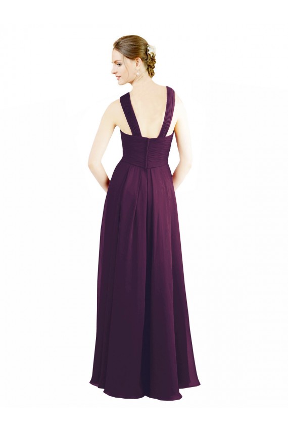Soft Chiffon Long Halter Neck Grape A-Line Bridesmaid Dress Stockport