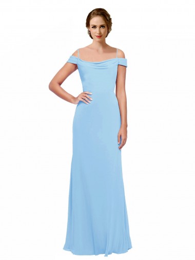 Soft Chiffon Long Off the Shoulder Periwinkle A-Line Bridesmaid Dress Stockport