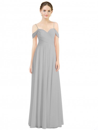 Lxue Chiffon Low Back Long Off the Shoulder A-Line Bridesmaid Dress Stockport