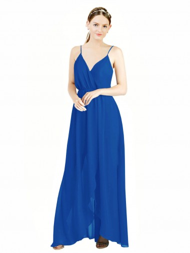 Luxe Chiffon Open Back Long Spaghetti Straps A-Line Bridesmaid Dress Stockport