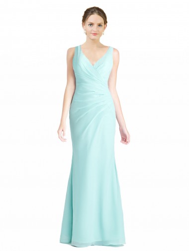 Soft Chiffon & Lace Long V-Neck Mermaid Bridesmaid Dress Stockport