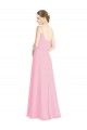 Soft Chiffon Open Back Long Spaghetti Straps Barely Pink A-Line Bridesmaid Dress Stockport