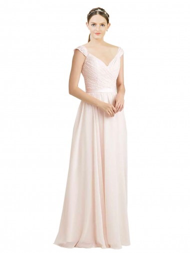 Soft Chiffon & Lace Open Back Long Sweetheart A-Line Bridesmaid Dress Stockport