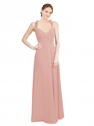 Chiffon Open Back Long Sweetheart Bliss Pink A-Line Bridesmaid Dress / Evening Dress Stockport