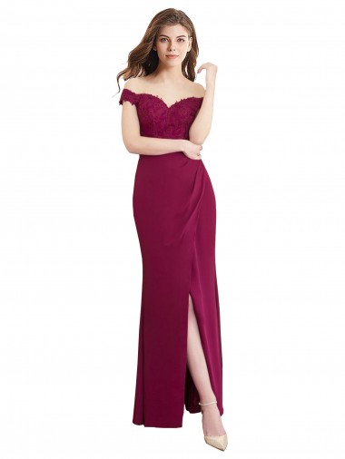 Soft Chiffon & Lace Long Off the Shoulder Mermaid Bridesmaid Dress / Formal Dress Stockport
