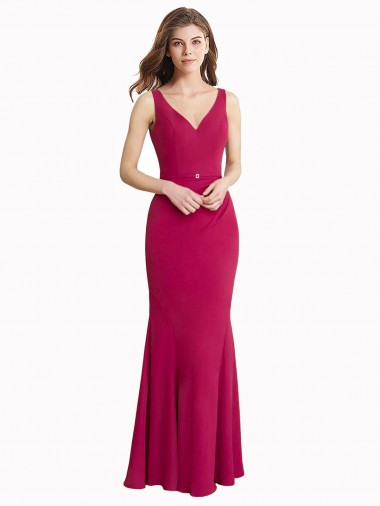 Soft Chiffon V-Back Long V-Neck Mermaid Prom Dress / Bridesmaid Dress Stockport