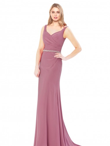 Soft Chiffon Low Back Long Sweetheart Sheath Prom Dress / Bridesmaid Dress Stockport