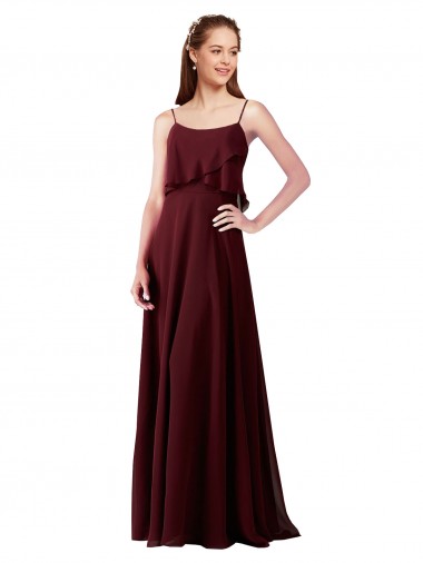Chiffon Long Spaghetti Straps A-Line Bridesmaid Gowns Stockport