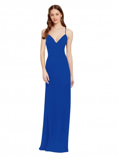 Soft Chiffon Keyhole Back Long Spaghetti Straps A-Line Bridesmaid Dress / Formal Dress Stockport