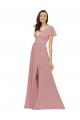 Chiffon V-Back Long V-Neck Dusty Pink A-Line Bridesmaid Dress / Evening Dress Stockport