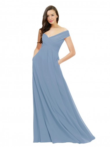Chiffon Long Off the Shoulder A-Line Bridesmaid Dress / Evening Gowns Stockport