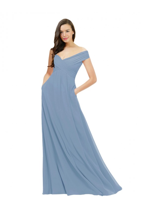Chiffon Long Off the Shoulder A-Line Bridesmaid Dress / Evening Gowns Stockport