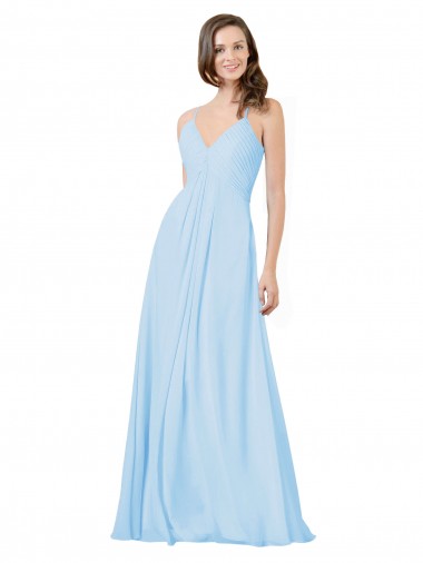 Chiffon Keyhole Back Long Spaghetti Straps A-Line Formal Dress / Bridesmaid Dress Stockport