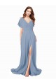 Soft Chiffon Long V-Neck A-Line Black Tie Prom Dress / Bridesmaid Dress Stockport