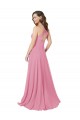 Soft Chiffon Keyhole Back Long Halter Neck A-Line Prom Dress / Bridesmaid Dress Stockport