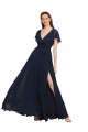 Chiffon V-Back Long V-Neck A-Line Evening Gowns / Bridesmaid Dresses Stockport
