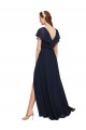 Chiffon V-Back Long V-Neck A-Line Evening Gowns / Bridesmaid Dresses Stockport
