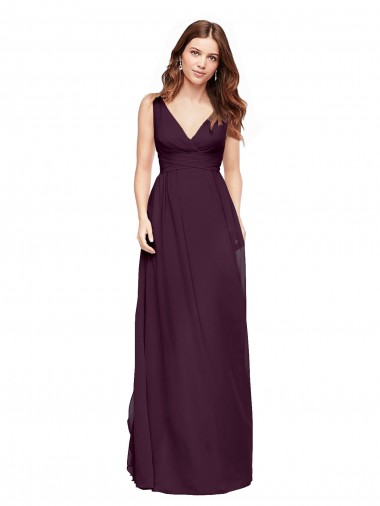Chiffon Long V-Neck A-Line Evening Gowns / Bridesmaid Dresses Stockport