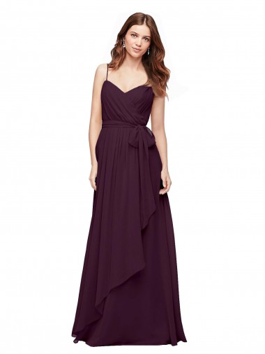 Soft Chiffon Long V-Neck Grape A-Line Bridesmaid Dress / Formal Dress Stockport