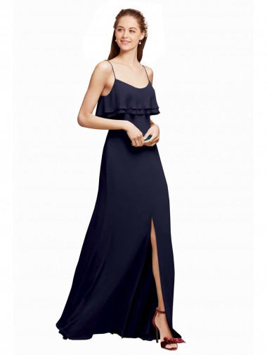 Chiffon V-Back Long Floor Length Spaghetti Straps A-Line Bridesmaid Dress Stockport