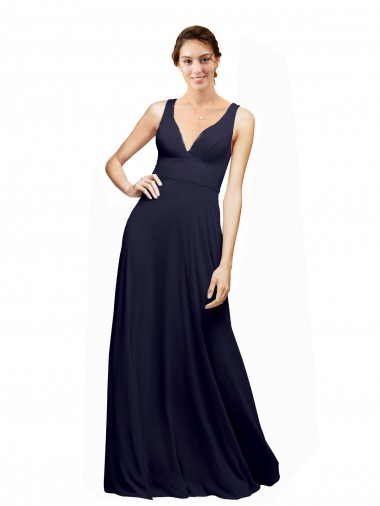 Chiffon Open Back Long V-Neck A-Line Wedding Guest Dress Stockport