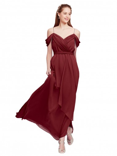 Soft Chiffon Long Off the Shoulder Sheath Formal Dress / Bridesmaid Dress Stockport