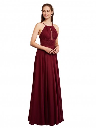 Chiffon Open Back Long Spaghetti Straps A-Line Bridesmaid Dress / Evening Dress Stockport