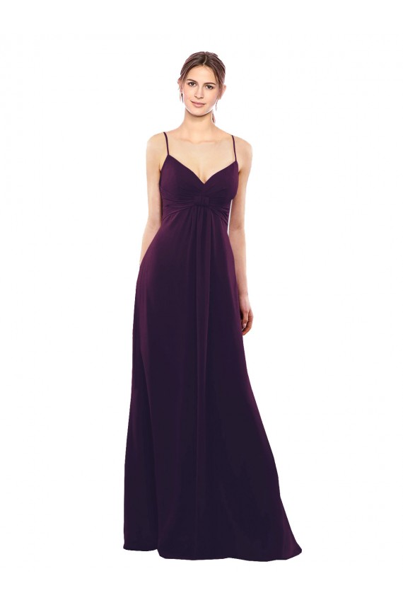 Soft Chiffon Criss Cross Open Back Long Spaghetti Straps A-Line Formal Dress / Bridesmaid Dress Stockport
