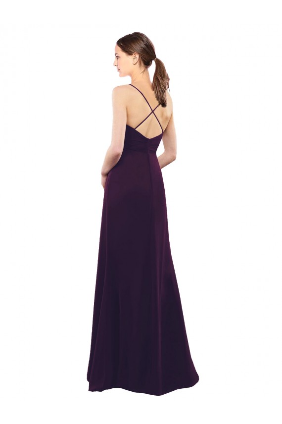 Soft Chiffon Criss Cross Open Back Long Spaghetti Straps A-Line Formal Dress / Bridesmaid Dress Stockport