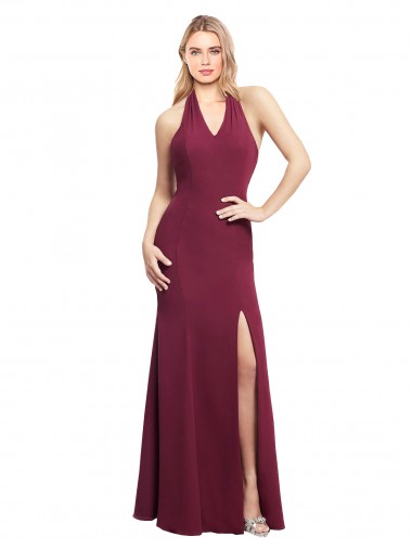 Soft Chiffon Open Back Long Halter Neck Mermaid Bridesmaid Dress Stockport