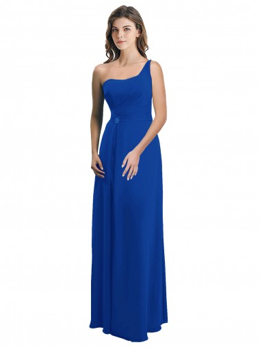 Soft Chiffon Low Back Long One Shoulder A-Line Bridesmaid Dress Stockport
