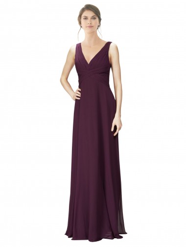 Soft Chiffon & Lace Long V-Neck A-Line Bridesmaid Gown Stockport