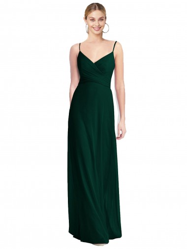 Soft Chiffon Low Back Long Spaghetti Straps Ever Green A-Line Bridesmaid Dress Stockport