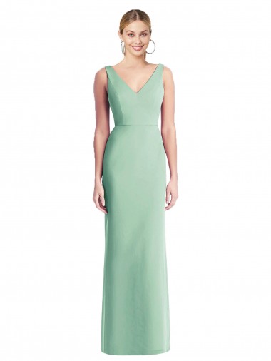 Soft Chiffon Tie Back Long V-Neck Trumpet Bridesmaid Dress Stockport