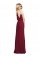 Soft Chiffon Long V-Neck Burgundy A-Line Formal Dress / Bridesmaid Dress Stockport