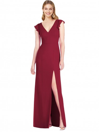 Soft Chiffon Tie Back Long V-Neck Mermaid Bridesmaid Dress Stockport