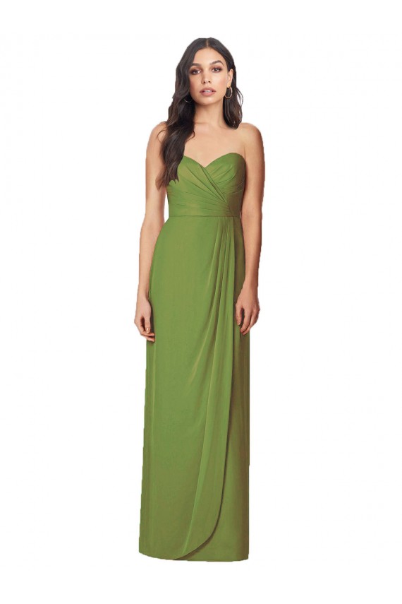 Soft Chiffon Long Sweetheart Olive Green Trumpet Bridesmaid Dress Stockport