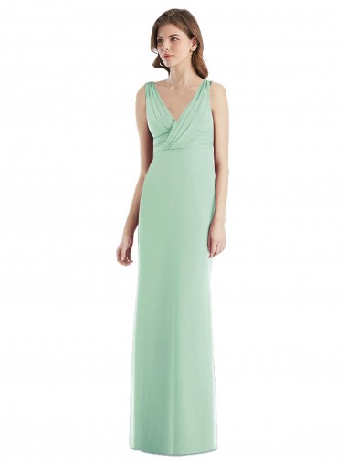 Chiffon Open Back Long V-Neck Trumpet Bridesmaid Dress / Evening Dress Stockport