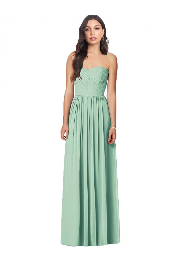 Soft Chiffon Long Sweetheart Mint Green Trumpet Bridesmaid Dress Stockport