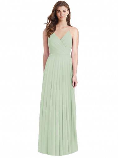 Soft Chiffon Long Spaghetti Straps Trumpet Semi Formal Evening Dress / Bridesmaid Dress Stockport