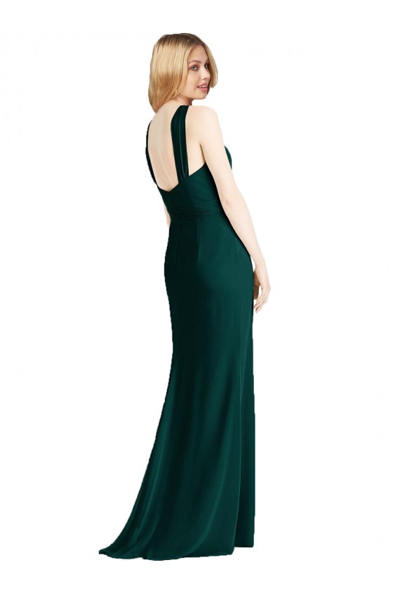 Soft Chiffon Long Halter Neck Ever Green Trumpet Bridesmaid Dress Stockport