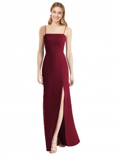 Soft Chiffon Tie Back Long Spaghetti Straps Trumpet Bridesmaid Dress Stockport