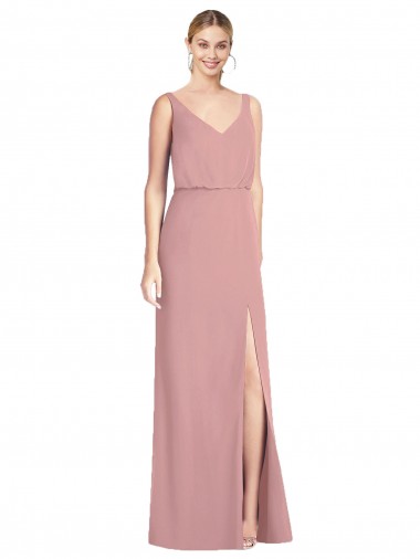 Soft Chiffon V-Back Long V-Neck Dusty Pink Mermaid Bridesmaid Dress Stockport