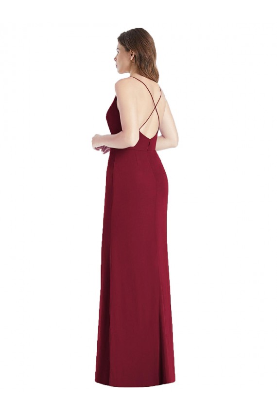 Soft Chiffon Criss Cross Back Long Spaghetti Straps Mermaid Bridesmaid Dress Stockport