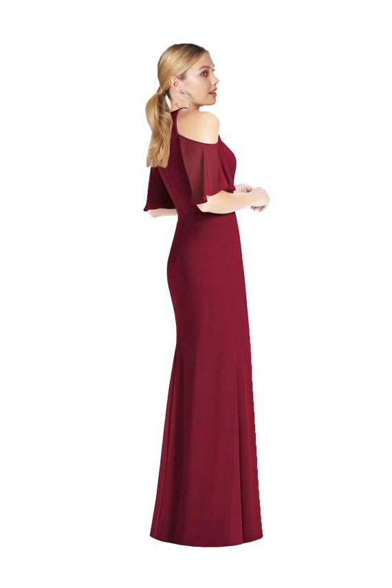 Soft Chiffon Long Halter Neck Mermaid Semi Formal Evening Dress / Bridesmaid Dress Stockport