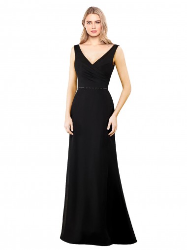 Soft Chiffon V-Back Long V-Neck A-Line Prom Dress / Bridesmaid Dress Stockport