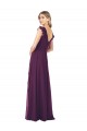 Soft Chiffon Long V-Neck Grape A-Line Formal Dress / Bridesmaid Dress Stockport